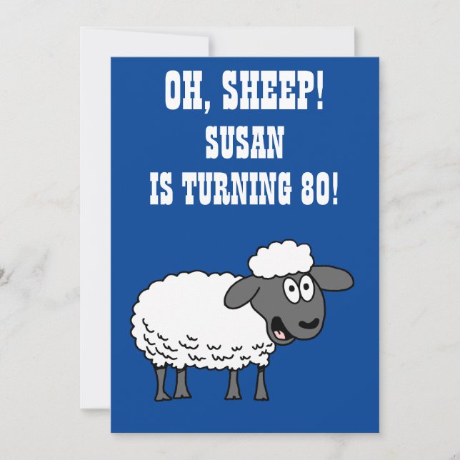 Oh Sheep Someone Is Turning 80 80th Birthday Invitation (Front)