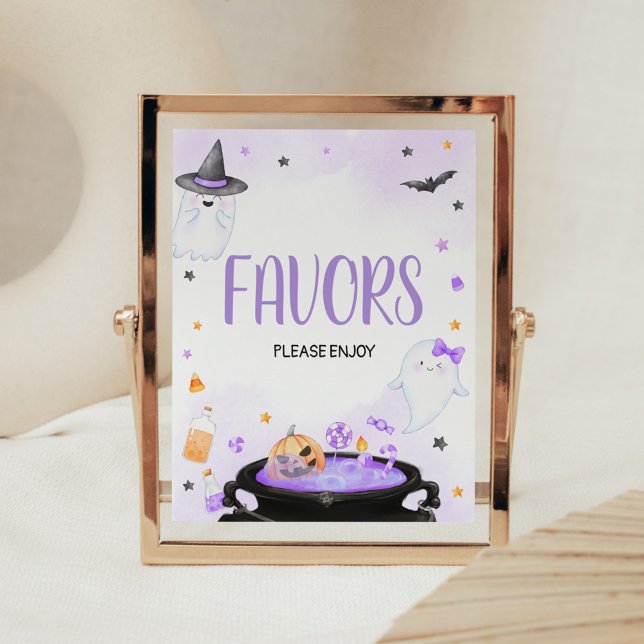 Oh Sheet Boo-y Halloween Baby Shower Favors Poster (Purple Oh Sheet Boo-y Ghoul Baby Shower Favors Sign)