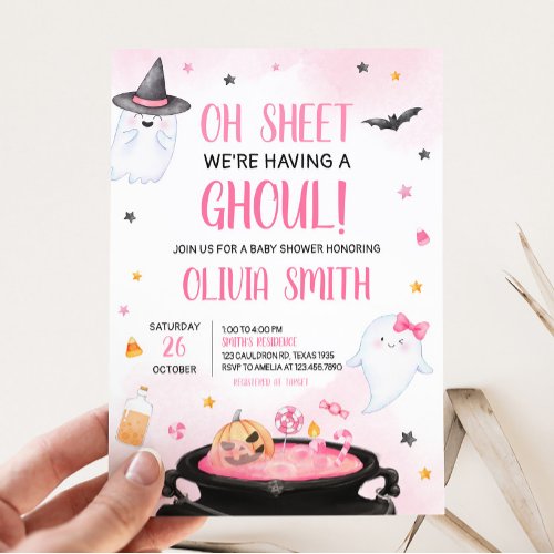 Oh Sheet Ghoul Halloween Baby Shower Invitation