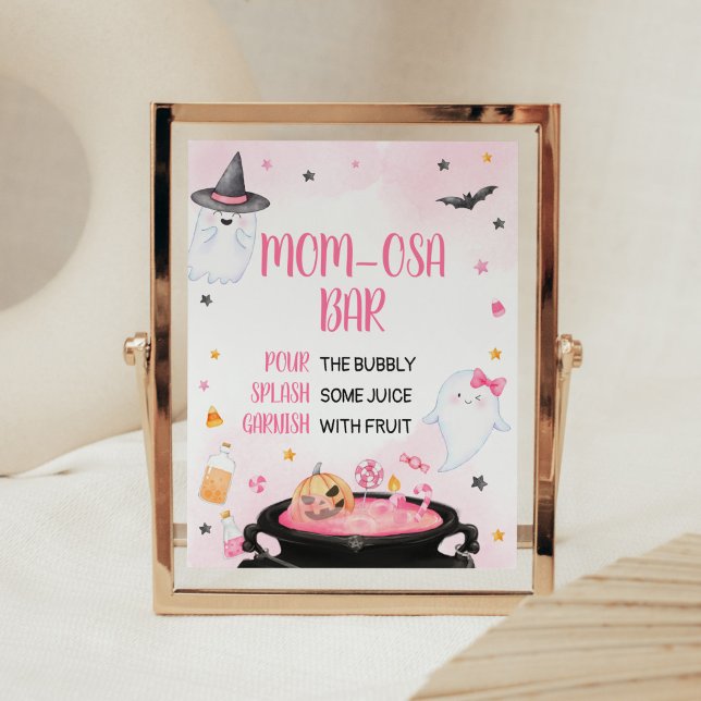Oh Sheet Ghoul Halloween Baby Shower Mom Osa Bar Poster (Pink Oh Sheet Baby Shower Mom Osa Bar Sign)