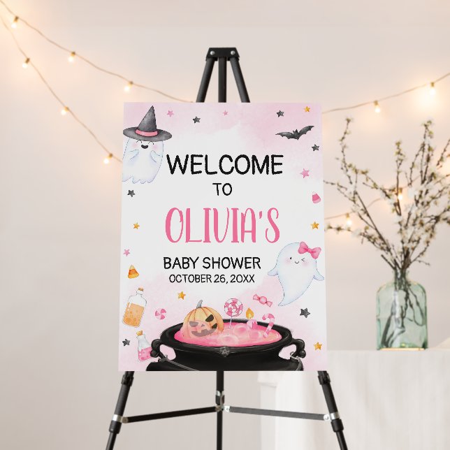 Oh Sheet Ghoul Halloween Baby Shower Welcome Sign (In Situ (Stand))