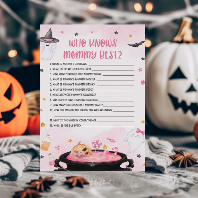 Oh Sheet Ghoul Halloween Who knows Mommy Best Game (Pink Oh Sheet Baby Shower Who knows Mommy Best Game)