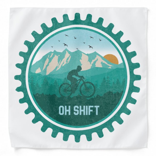 Oh Shift Retro Mountain Bike Vintage MTB Cycling Bandana (Front)
