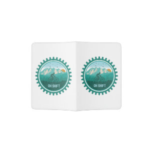 Oh Shift Retro Mountain Bike Vintage MTB Cycling Passport Holder