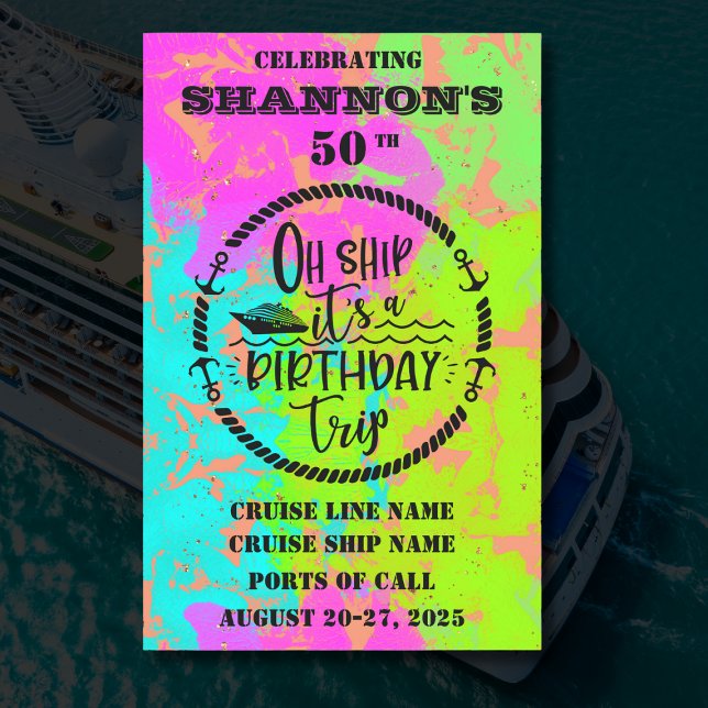 Oh Ship It's A Birthday Trip Cruise Door Magnetic Dry Erase Sheet (Oh Ship!  It's a Birthday Trip! Cruise door magnet.)