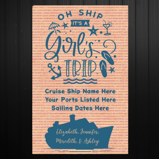 Oh Ship It's a Girl's Trip Cruise Door Magnetic Dry Erase Sheet (Oh Ship! Fun Girls Trip Cruise Door Magnet)