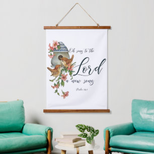 Oh, sing to the Lord a new song. Birds and house Hanging Tapestry