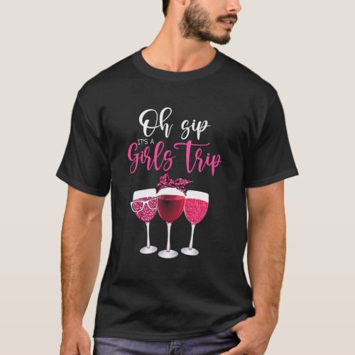 Oh Sip ItS A Trip Leopard Print Wine Glasses T_Shirt