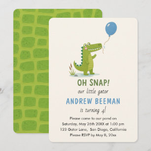 Oh Snap Alligator Birthday   Cute Gator Birthday Invitation