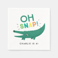 Oh Snap Alligator Crocodile Birthday party napkins