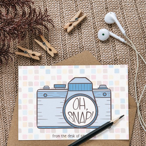 Oh Snap Blue Pastel Camera Note Card