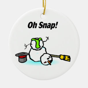 Oh Snap Broken Snowman Ceramic Ornament