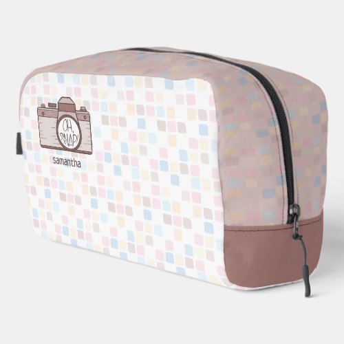 Oh Snap Brown Pastel Camera Toiletry Bag