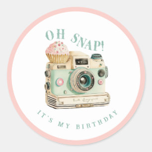 Oh Snap Camera Birthday Classic Round Sticker