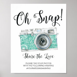 Oh Snap Camera Hashtag Wedding Sign