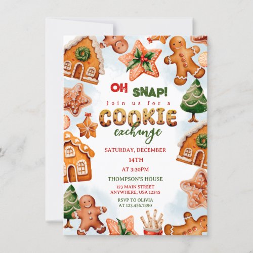 Oh Snap Christmas Cookie Exchange Gingerbread Invitation