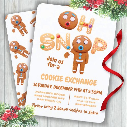 Oh Snap Christmas Cookie Exchange Gingerbread man Invitation