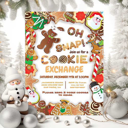 Oh Snap Christmas Cookie Exchange Gingerbread man Invitation