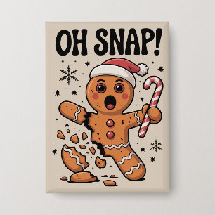 Oh Snap! Christmas Gingerbread Cookie Santa Hat Button