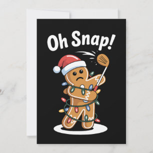 Oh Snap Christmas Gingerbread Man Lights Hat Xmas Invitation