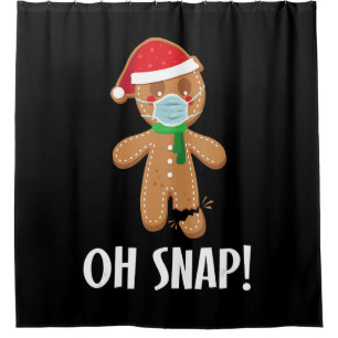 Oh snap christmas gingerbread man mask gift shower curtain