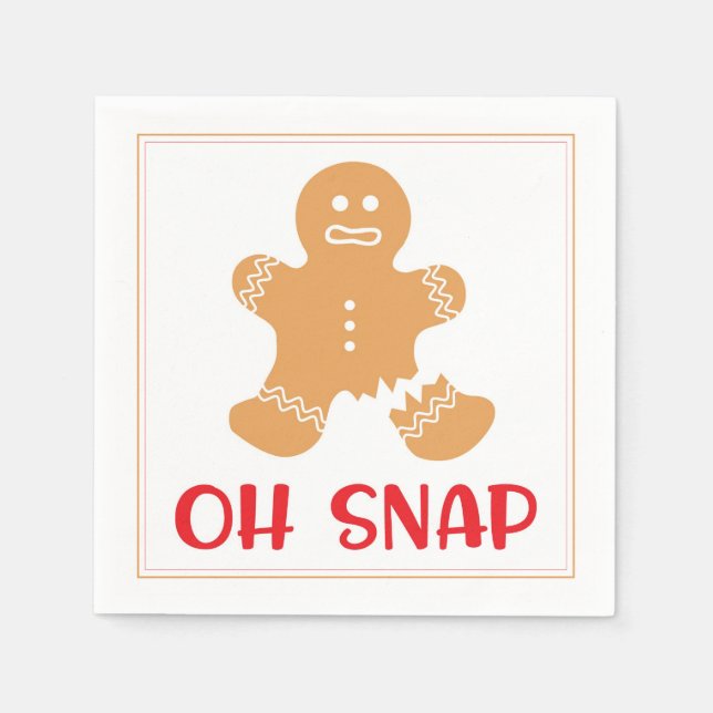 Oh Snap Christmas Xmas Holiday Gingerbread Napkins (Front)
