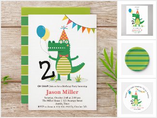 Oh Snap Cute Alligator in Swamp Birthday
