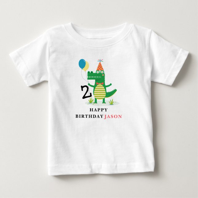 Oh Snap Cute Alligator in Swamp Kids Birthday  Baby T-Shirt (Front)