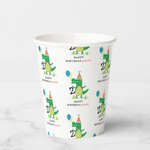 Oh Snap Cute Alligator in Swamp Kids Birthday Paper Cups