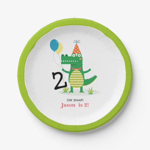 Oh Snap Cute Alligator in Swamp Kids Birthday Paper Plates