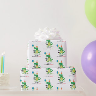 Oh Snap Cute Alligator in Swamp Kids Birthday Wrapping Paper