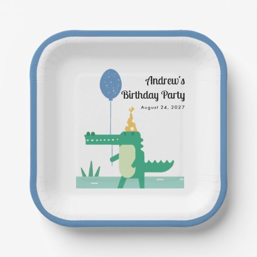 Oh Snap Cute Alligator Kids Birthday Paper Plates