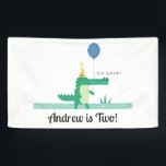 Oh Snap Cute Alligator Kids Birthday Party Banner<br><div class="desc">Adorable birthday party banner feature a cute illustration of an alligator standing in a swamp with a balloon. Can be personalized with your child's name,  age and/or message of your choice.</div>