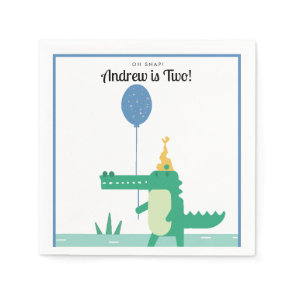 Oh Snap Cute Alligator Kids Birthday Party Napkins