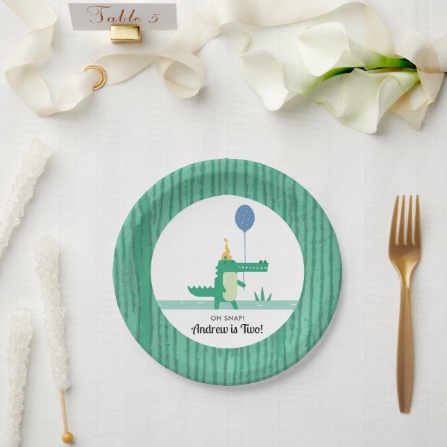 Oh Snap Cute Alligator Kids Birthday Party  Paper Plates (Wedding)