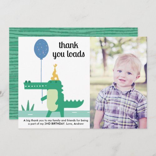 Oh Snap Cute Alligator Kids Birthday Thank You Card
