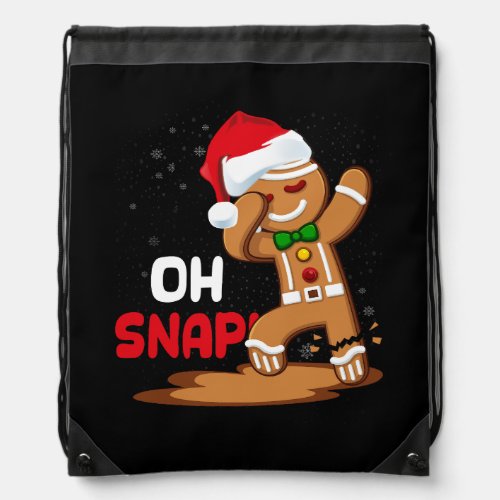 Oh Snap Dabbing Gingerbread Man Happy Holiday Chri Drawstring Bag