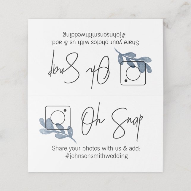 OH SNAP Folded table card #hashtag blue leaf (Outside Unfolded)