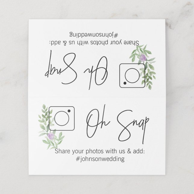 OH SNAP Folded table card #hashtag lavender (Outside Unfolded)