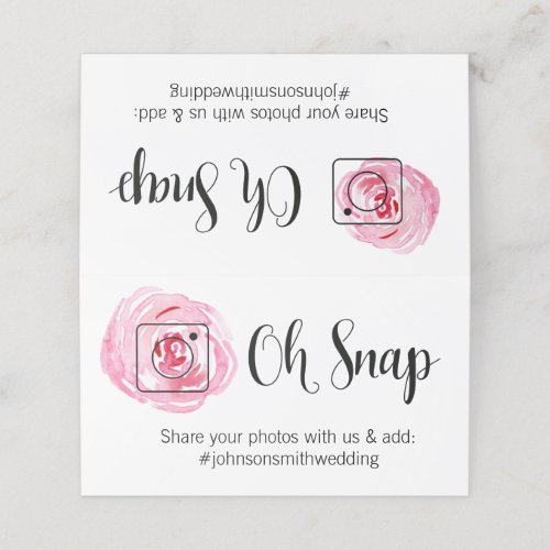OH SNAP Folded table card hashtag pink floral