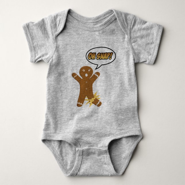 Oh Snap! Funny Christmas Gingerbread Man Baby Bodysuit (Front)