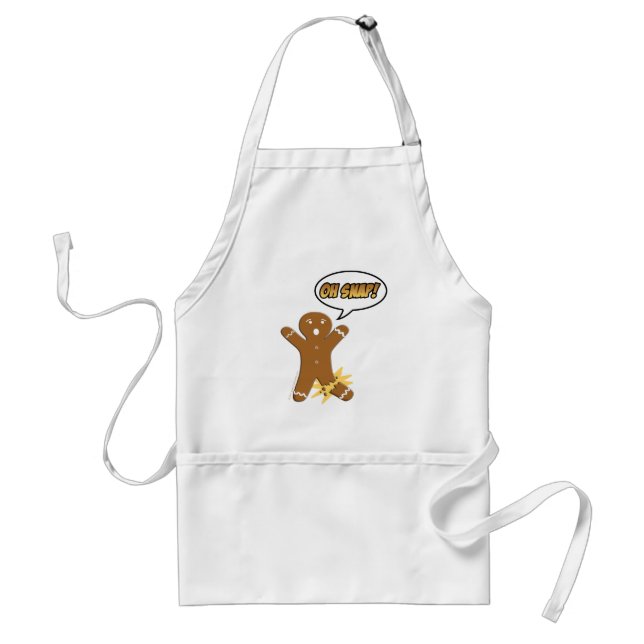 Oh Snap Funny Christmas Gingerbread Man Broken Leg Adult Apron (Front)