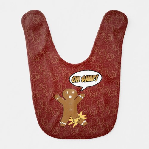 Oh Snap Funny Christmas Gingerbread Man Broken Leg Baby Bib