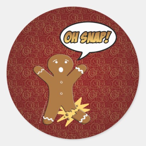Oh Snap Funny Christmas Gingerbread Man Broken Leg Classic Round Sticker