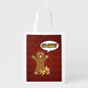 Oh Snap Funny Christmas Gingerbread Man Broken Leg Grocery Bag