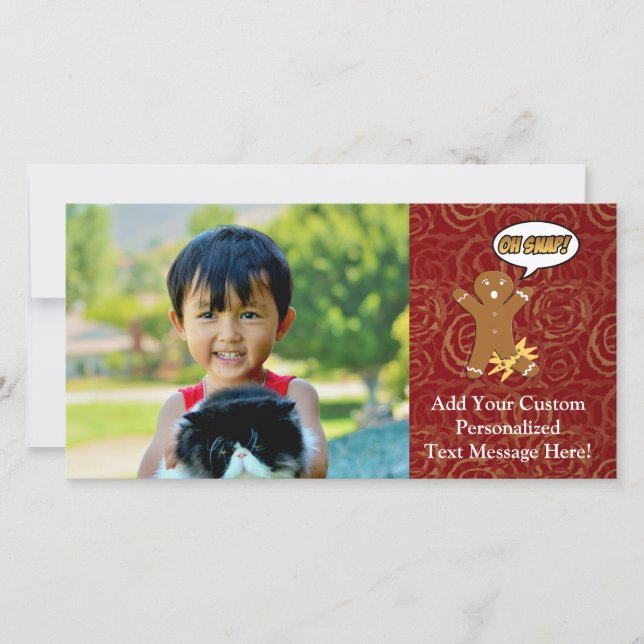 Oh Snap Funny Christmas Gingerbread Man Broken Leg Holiday Card (Front)