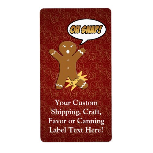 Oh Snap Funny Christmas Gingerbread Man Broken Leg Label