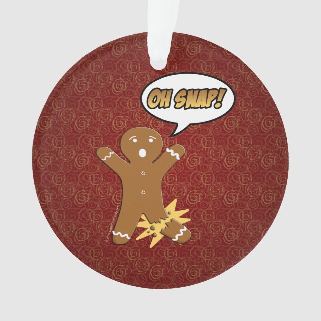 Oh Snap Funny Christmas Gingerbread Man Broken Leg Ornament (Front)