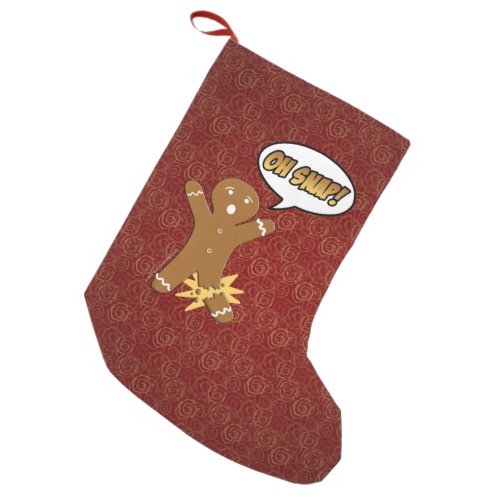 Oh Snap Funny Christmas Gingerbread Man Broken Leg Small Christmas Stocking