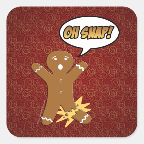 Oh Snap Funny Christmas Gingerbread Man Broken Leg Square Sticker